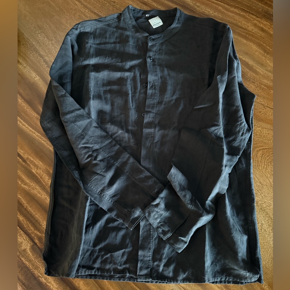 Baldwin Black Mandarin Collar Button-Up Shirt